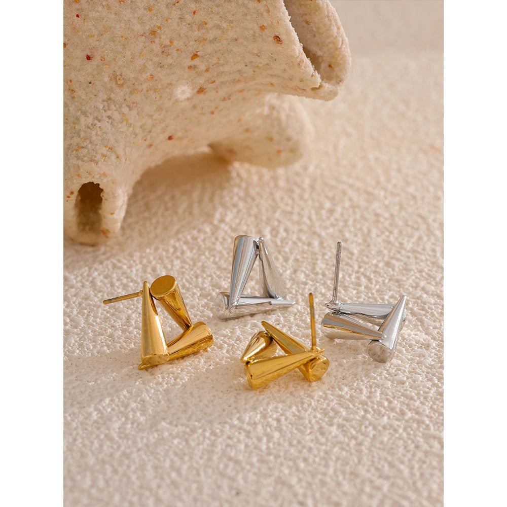Stainless Steel Triangle Geometric Stud Earrings