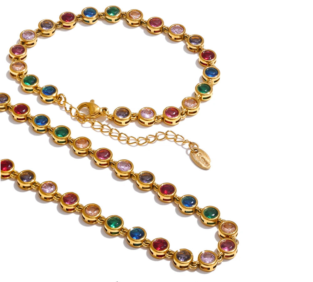 Exquisite Colorful Cubic Zirconia Luxury Chain Jewelry