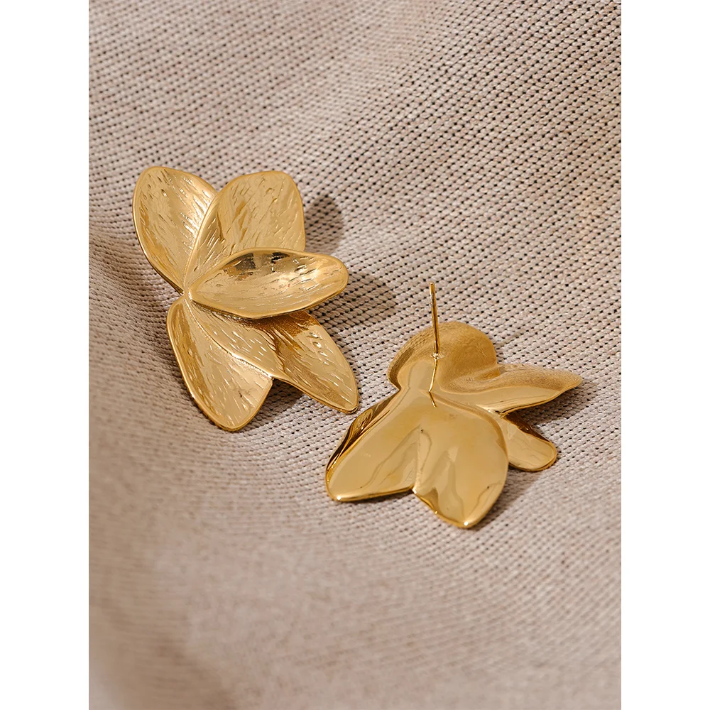 Waterproof 316L Stainless Steel Flower Stud Earrings