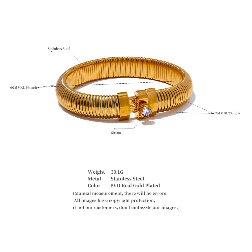 Stainless Steel Elastic Thick Bracelet Bangle