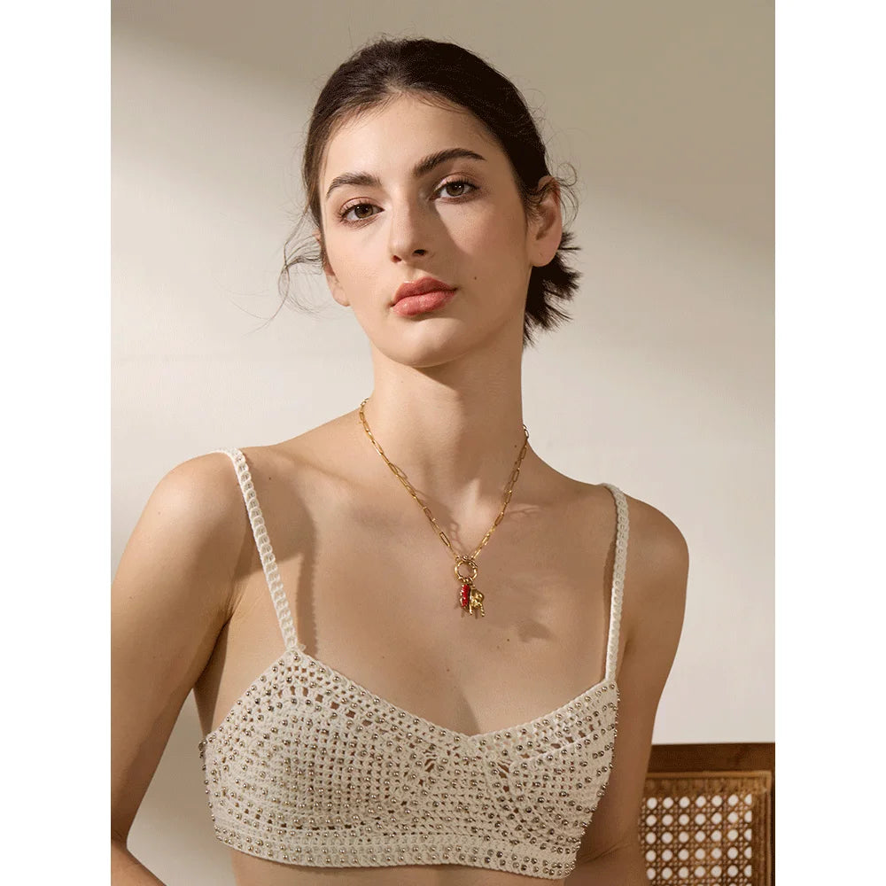 Red Chili & Heart Charms Pendant Necklace