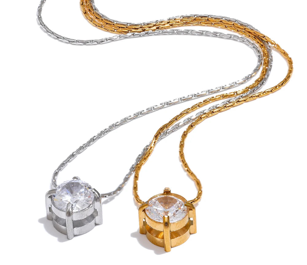 Korean Cubic Zirconia Cast Delicate Necklace Pendant