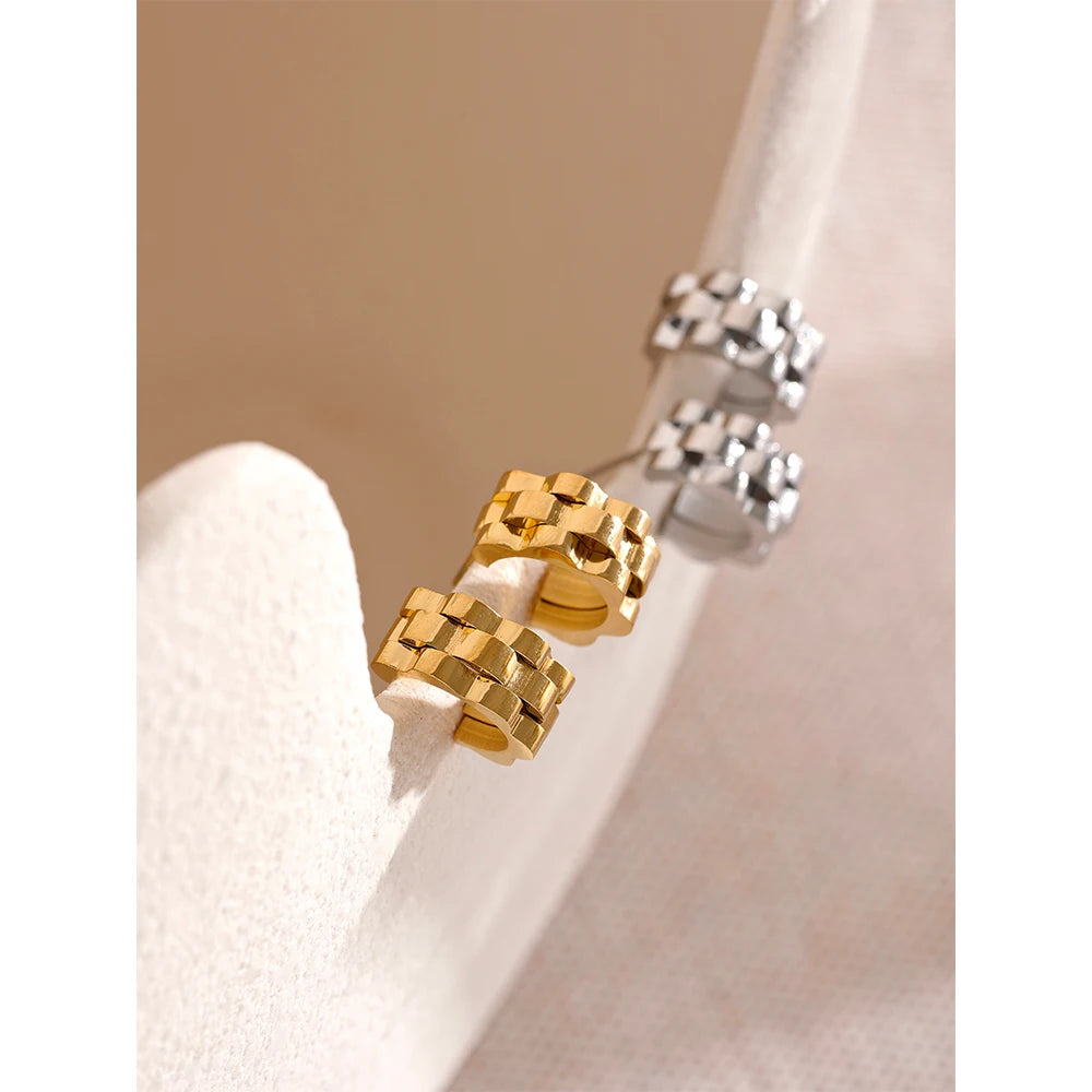 Geometric Texture Hoop Earrings