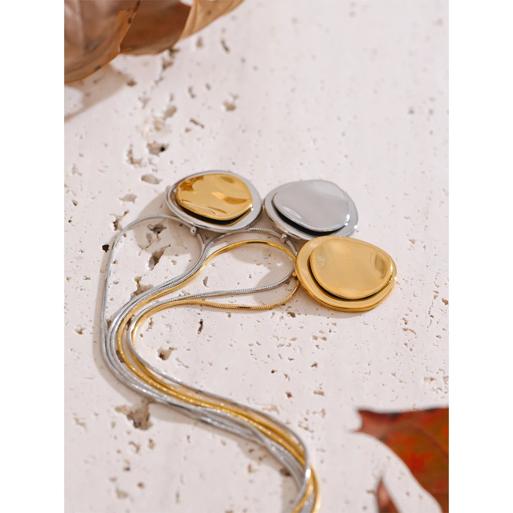 Double Round Pendant Fashion Necklace