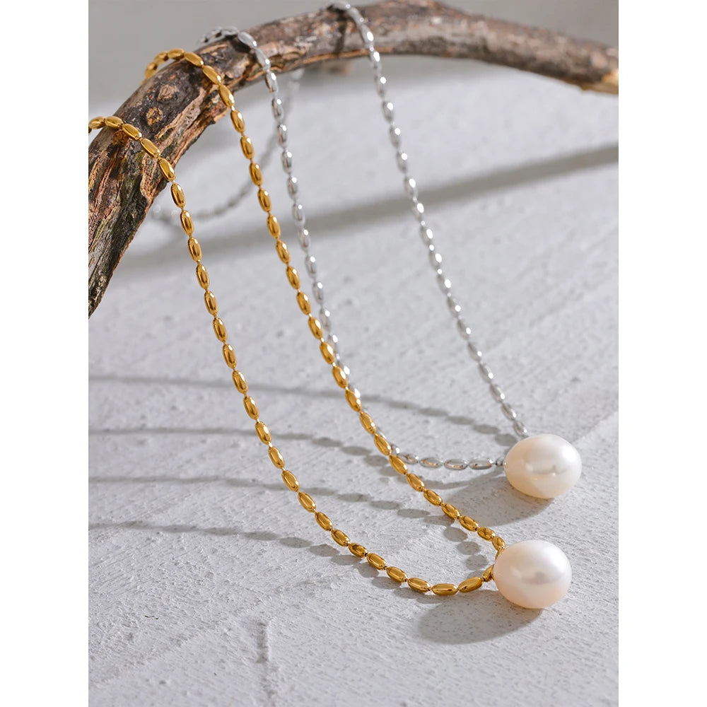 Tarnish-Free Natural Pearl Beads Necklace