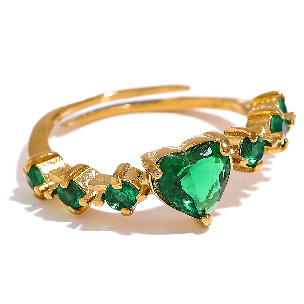 Adjustable CZ Heart Ring
