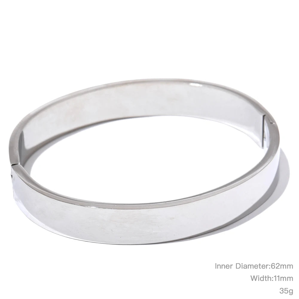 High-Quality Stainless Steel Wide Bangle Bracelet