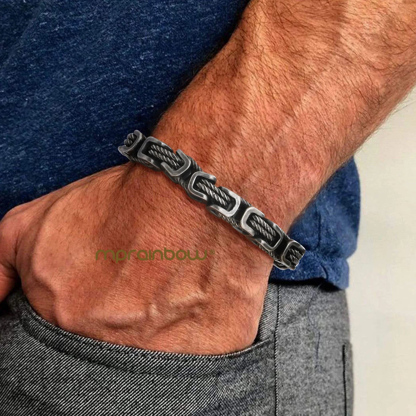 Chunky Braided Link Wristband Bracelets