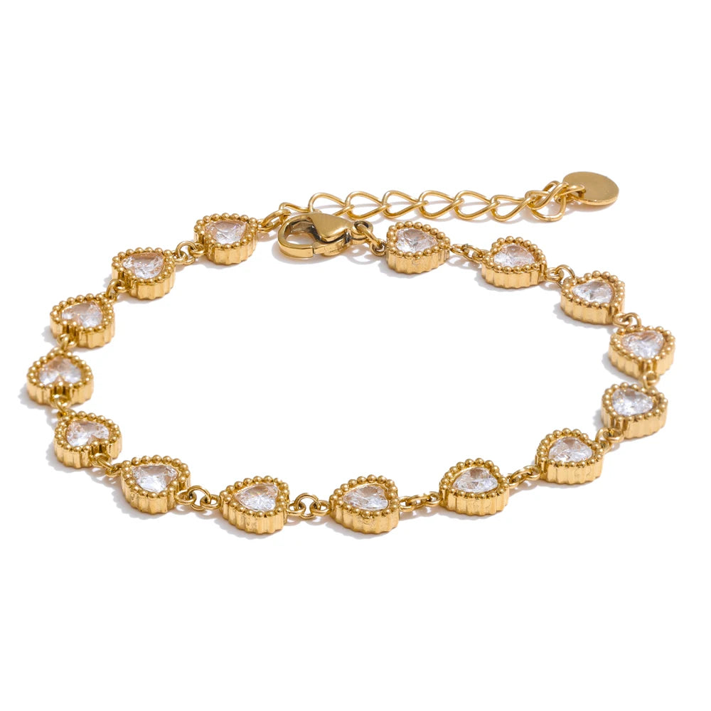 Heart Cubic Zirconia Shiny Waterproof Bracelet Bangle