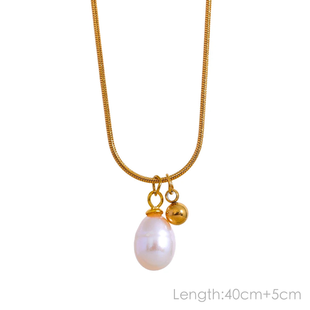 Tarnish-Free Natural Pearl Beads Necklace