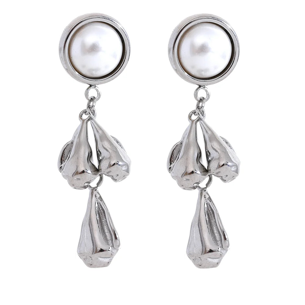 Vintage Flower & Pearl Drop Earrings