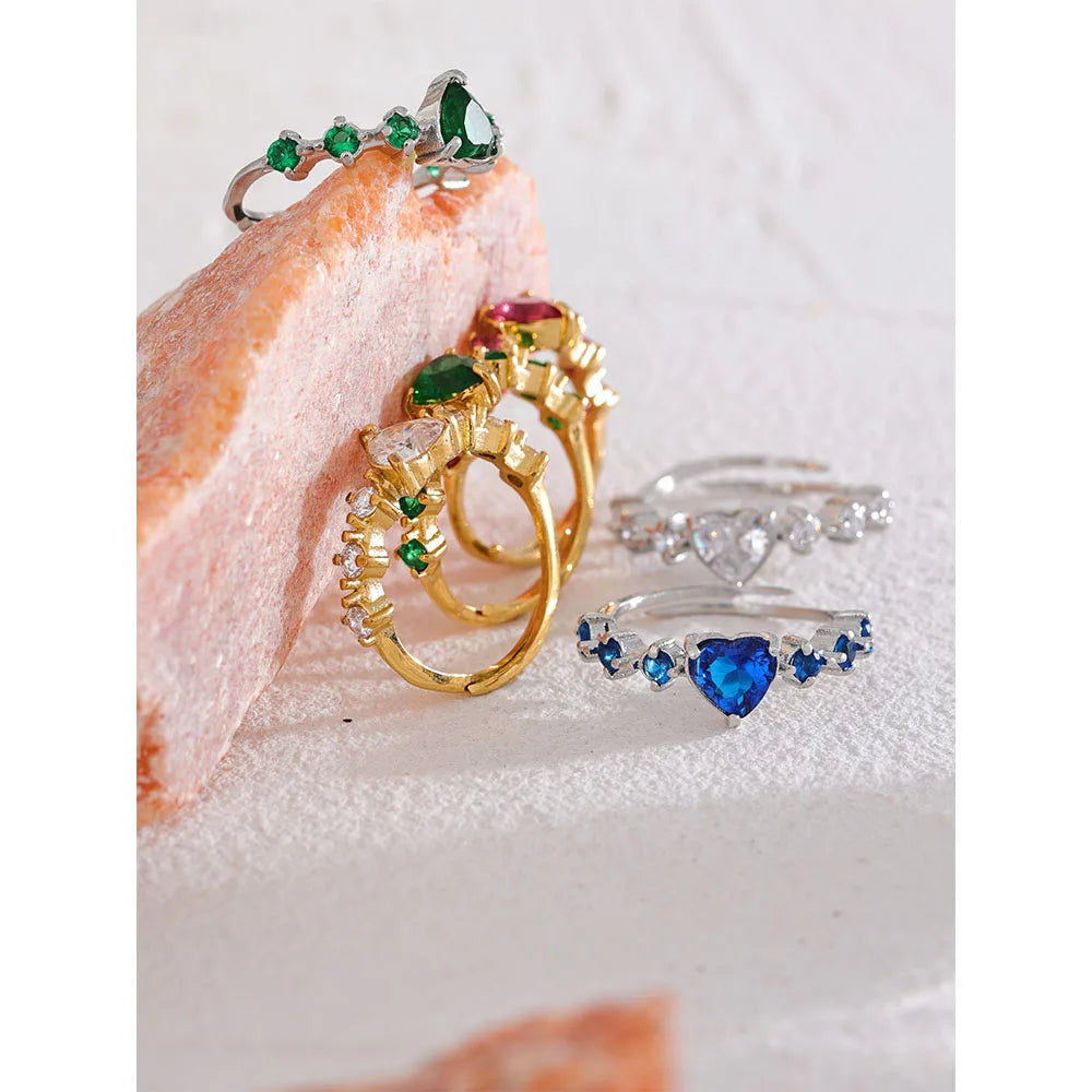 Adjustable CZ Heart Ring