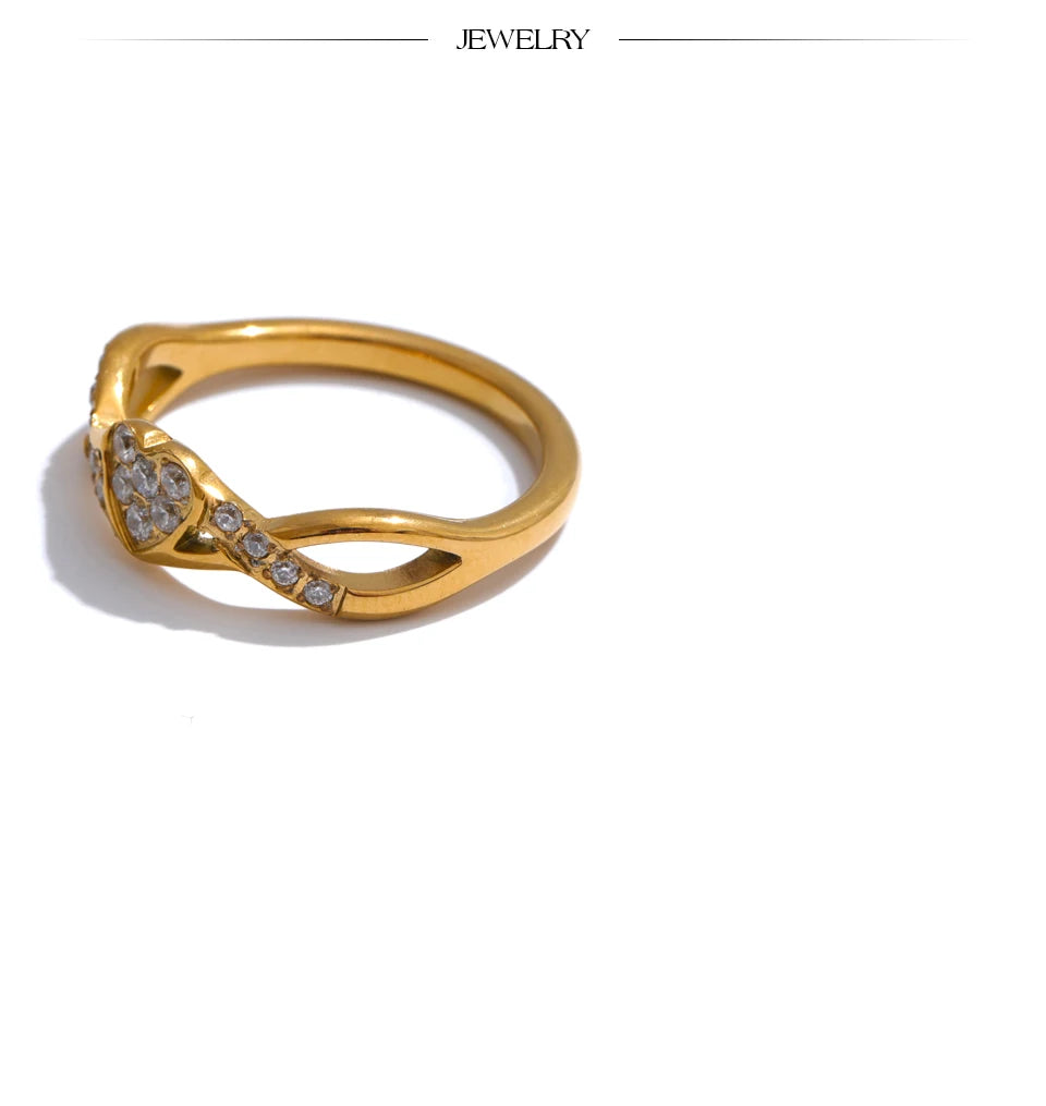 Thin CZ Heart Ring