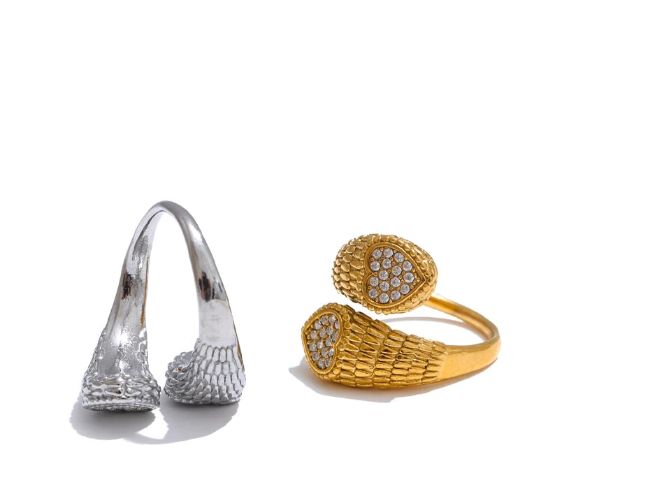 Zirconia Heart Snake Ring