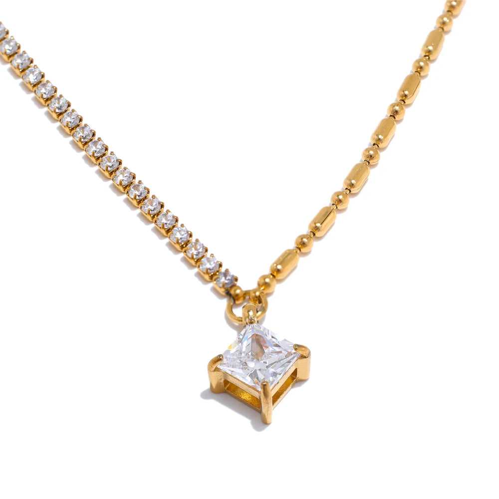 Cubic Zirconia Chain Pendant Necklace