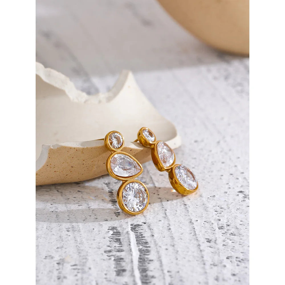 Cubic Zirconia Bling Stud Earrings