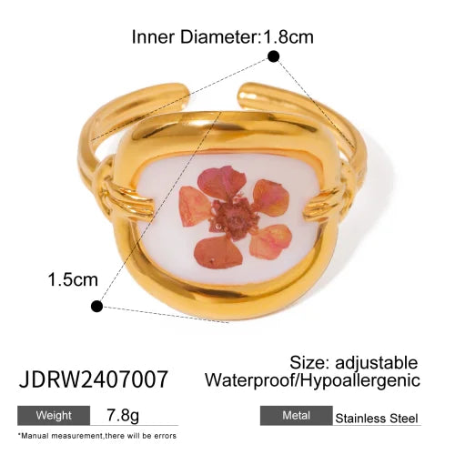 Waterproof Flower Adjustable Opening Rings