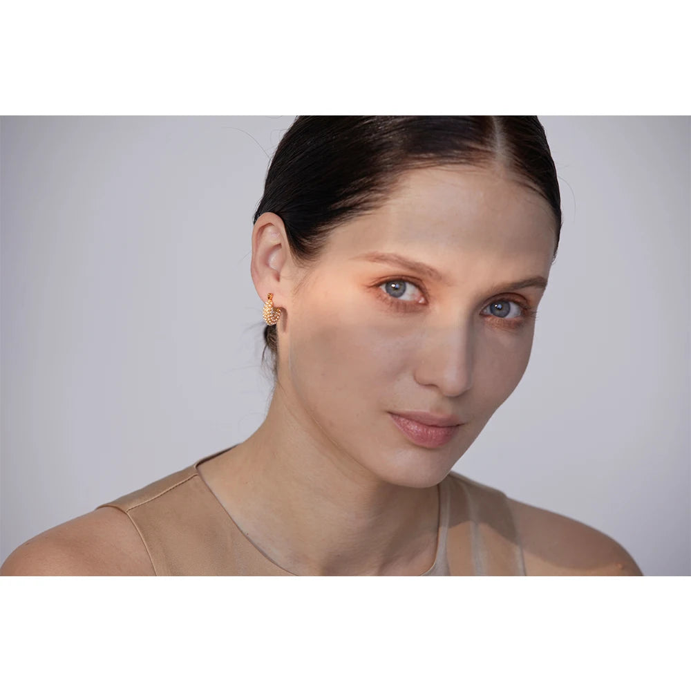 Luxury Small Hoop Earrings with Imitation Pearls