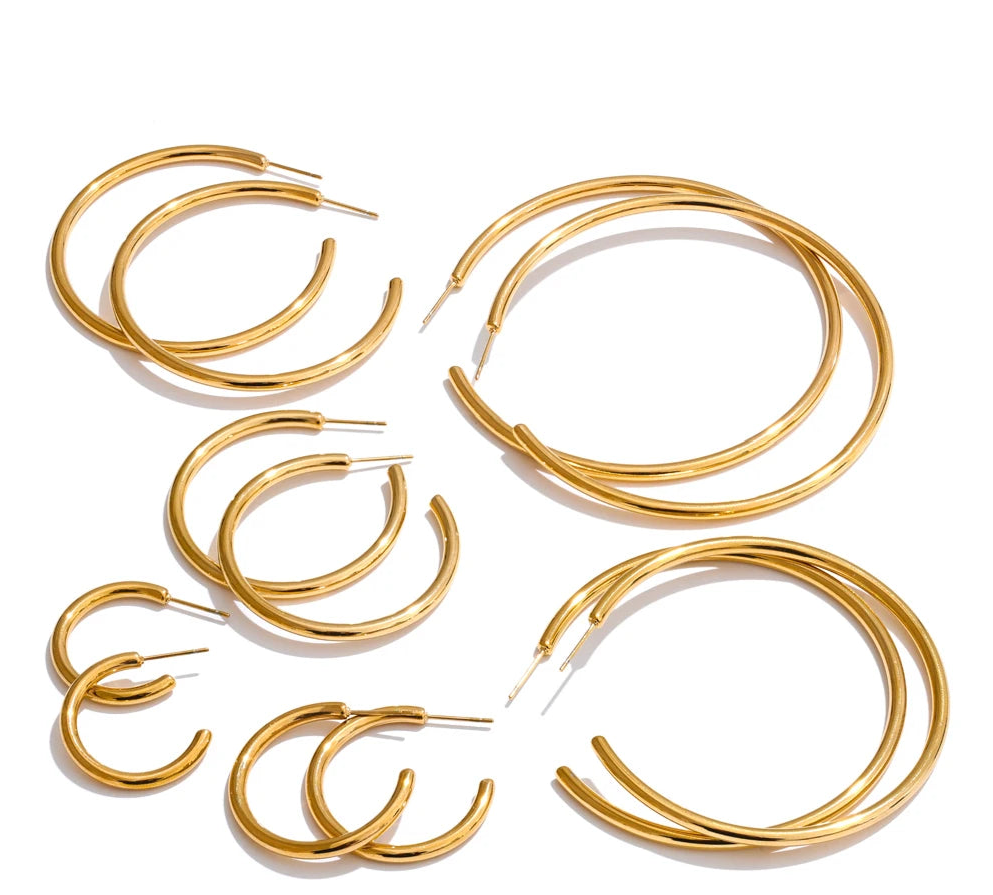C-Shape Round Daily Hoop Earrings