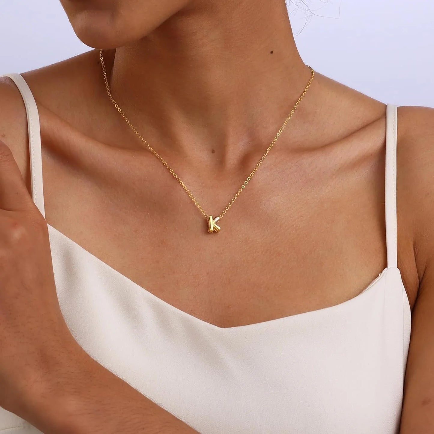 3D Bubble Initial A-Z Alphabet Mini Necklace