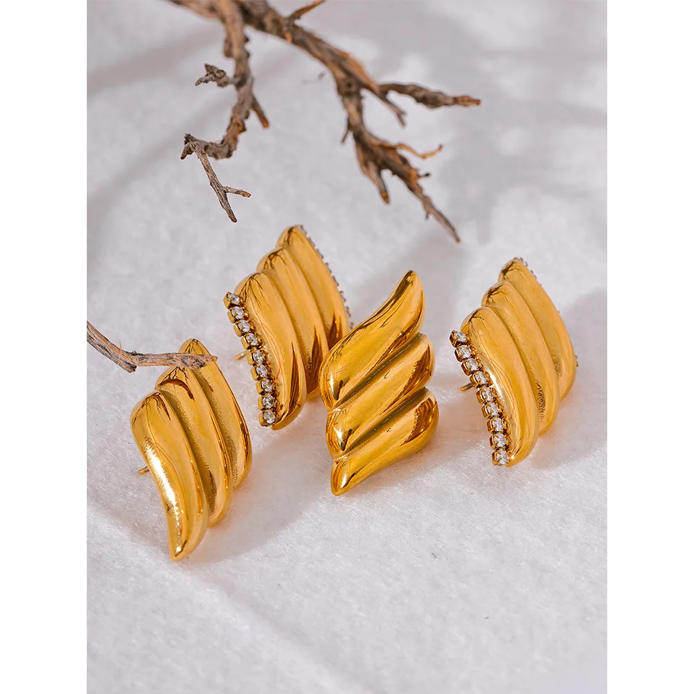 High-Quality Geometric CZ Stud Earrings