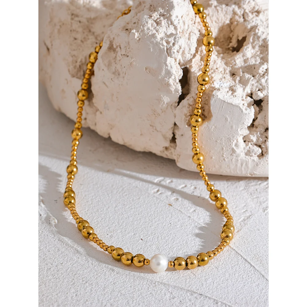 Waterproof Natural Pearl Beaded Necklace
