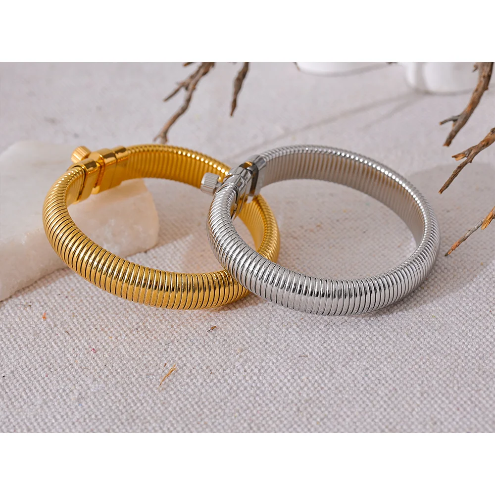 Stainless Steel Elastic Thick Bracelet Bangle
