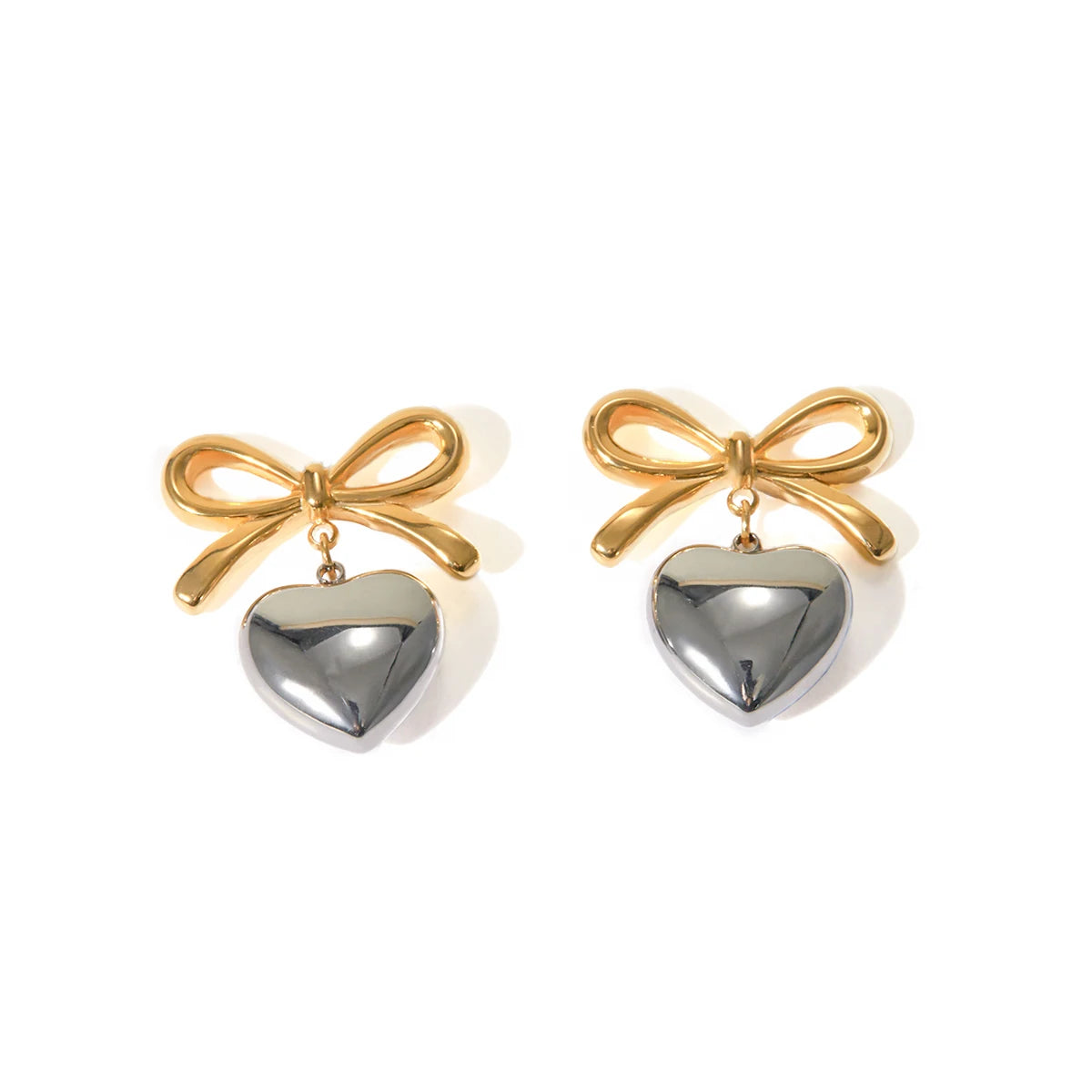 Bow Heart Pendant Earrings