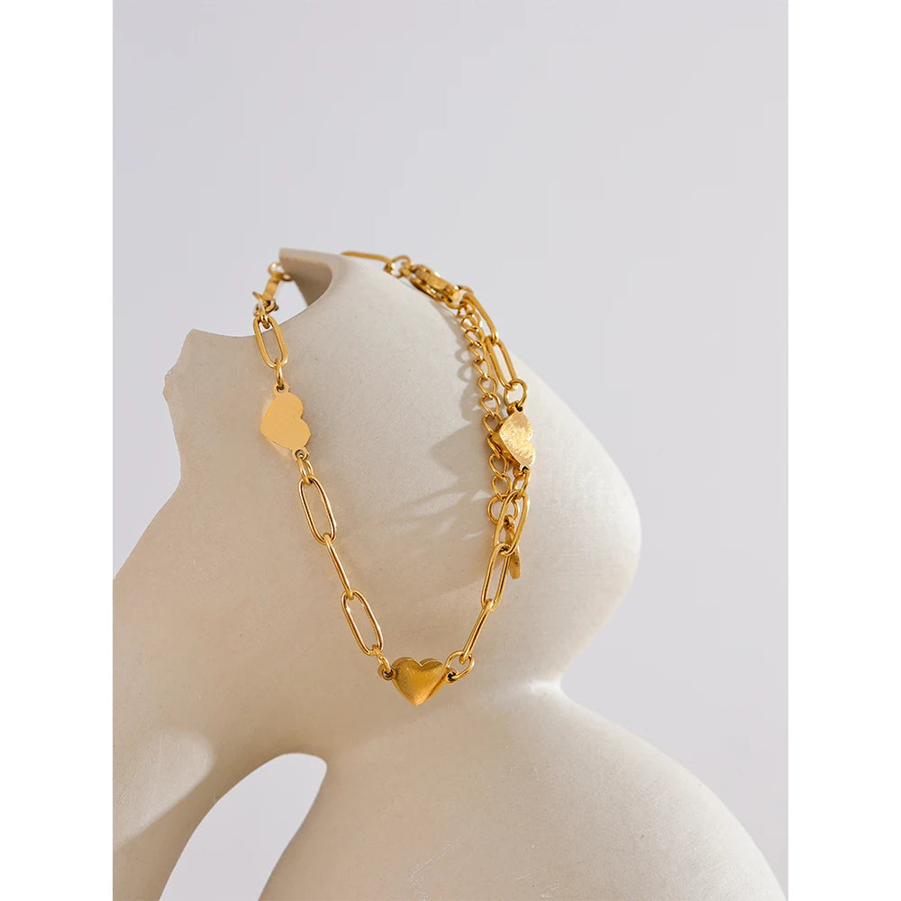 Handmade Stainless Steel Heart Chain Bracelet