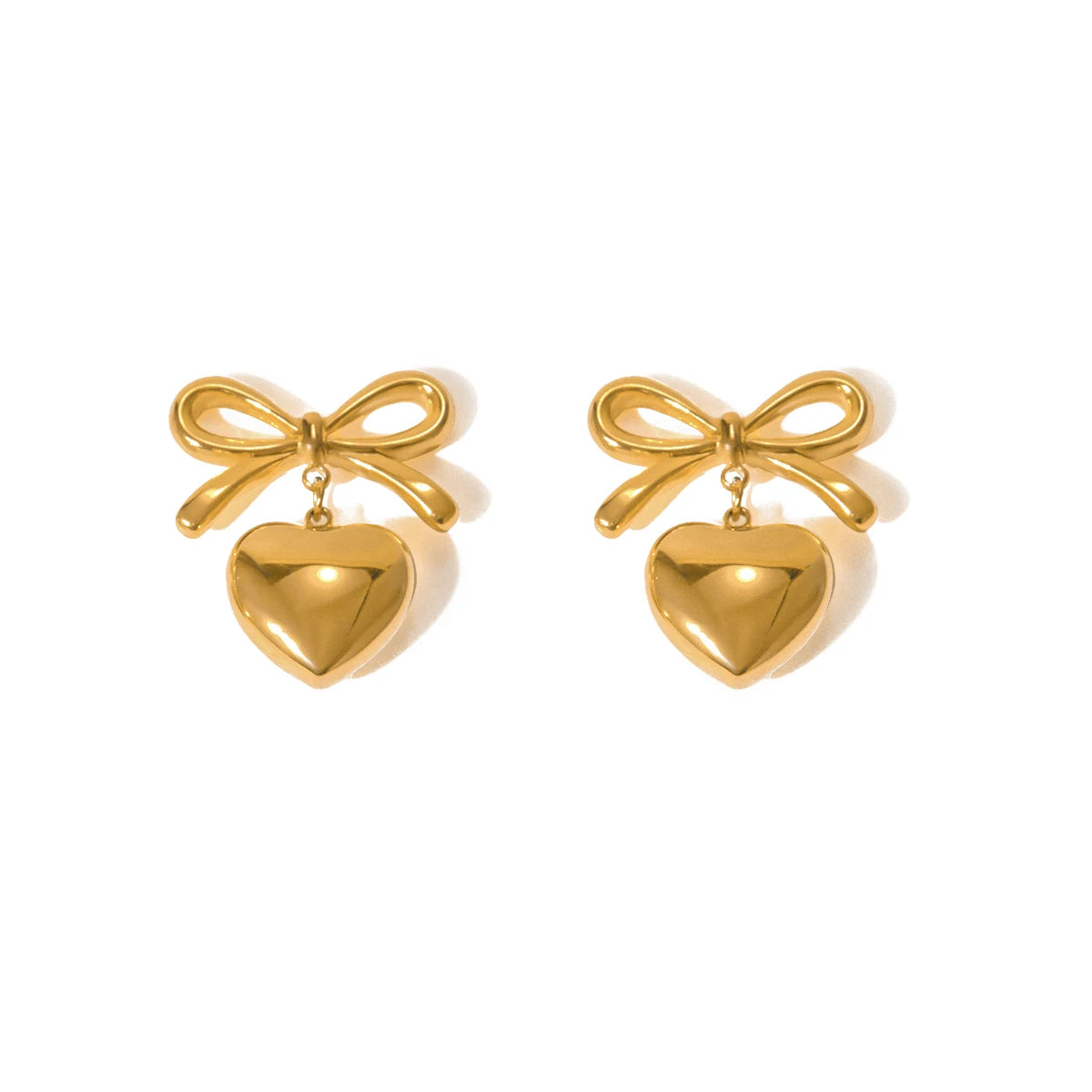 Bow Heart Pendant Earrings