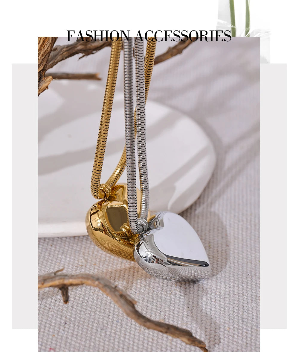 Heart Hollow Love Smooth Pendant Necklace
