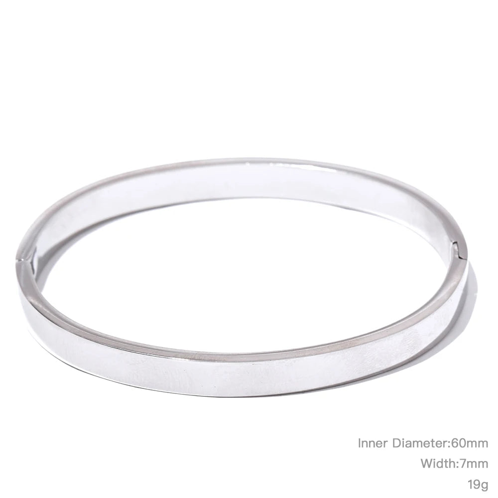 High-Quality Stainless Steel Wide Bangle Bracelet
