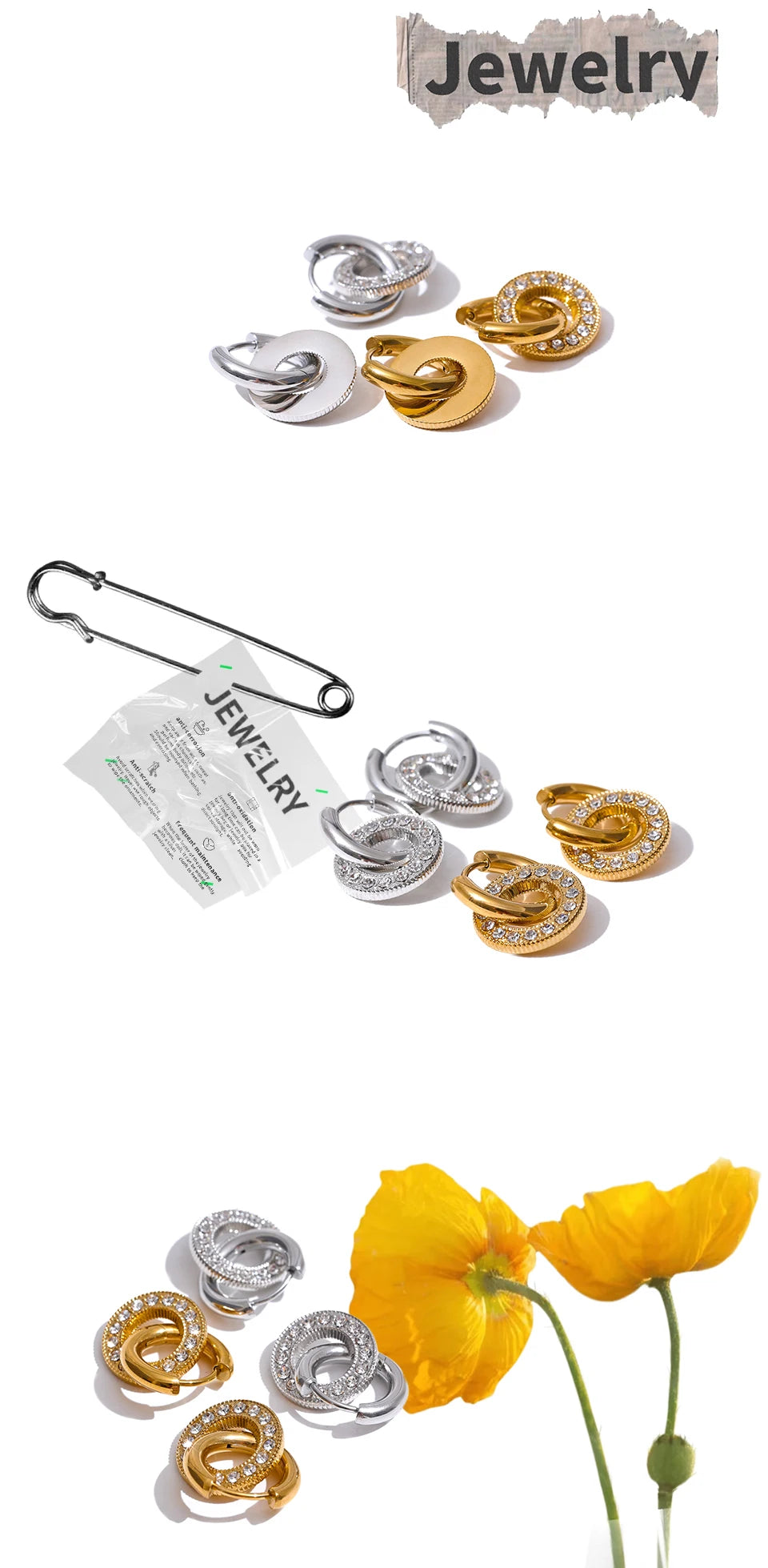 Round Zircon Drop Hoop Earrings