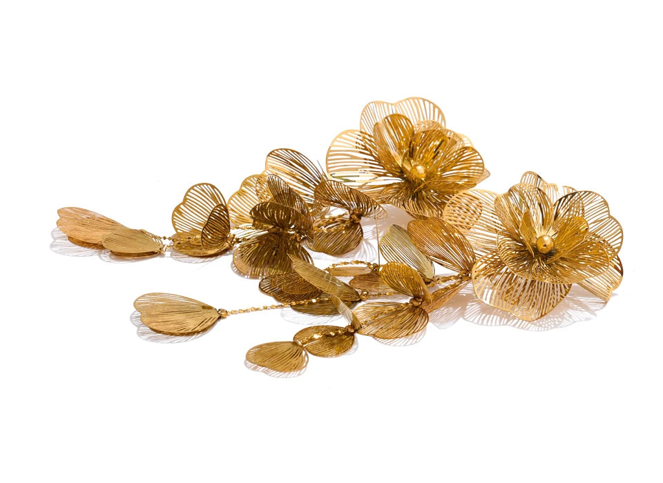 Big Flower Tassel Drop Dangle Earrings