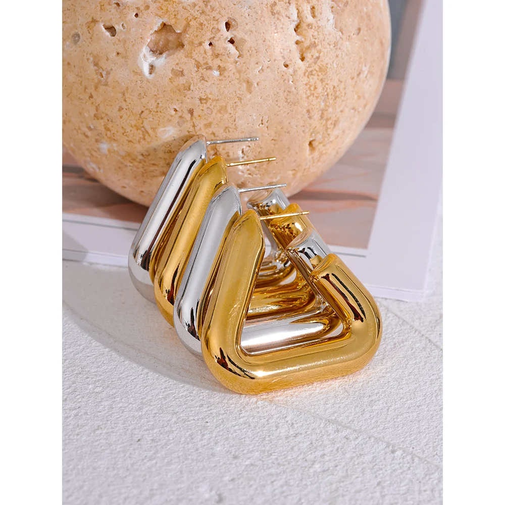 Chunky Triangle Hoop Earrings