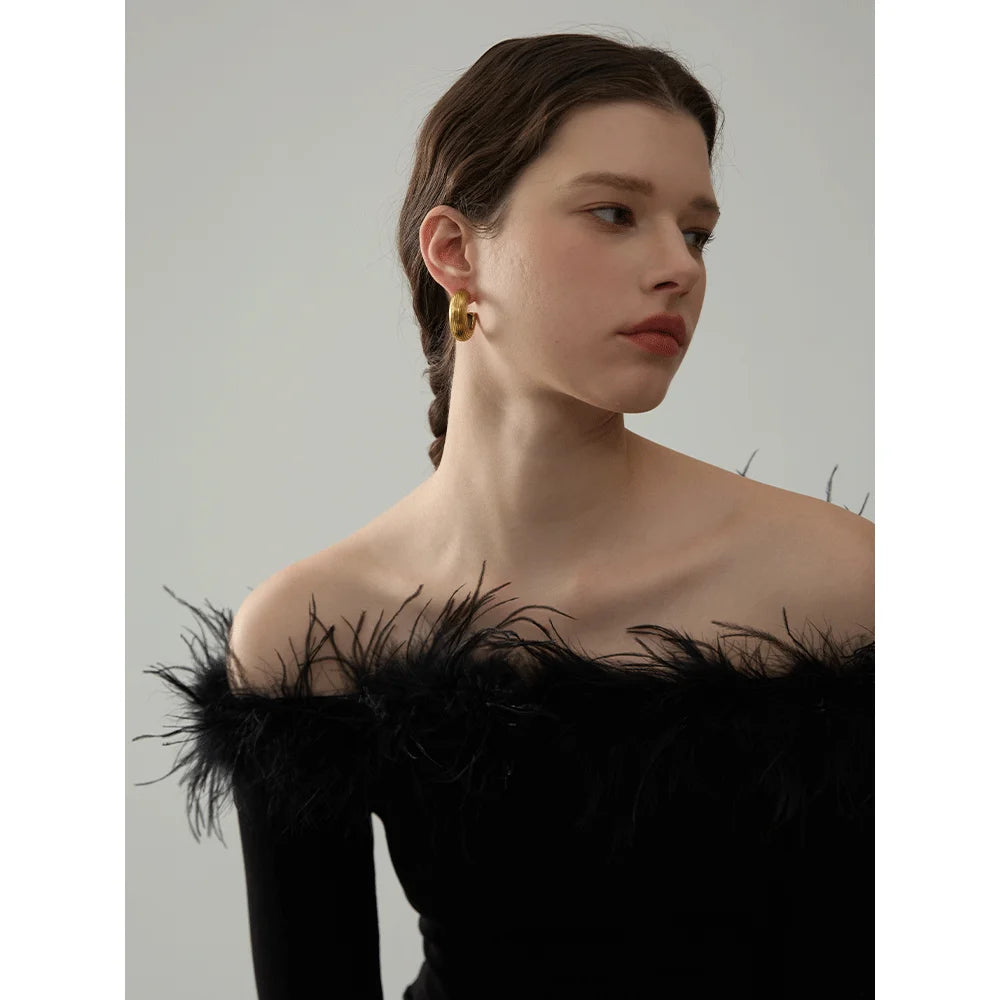 C-Shape Geometric Hoop Earrings