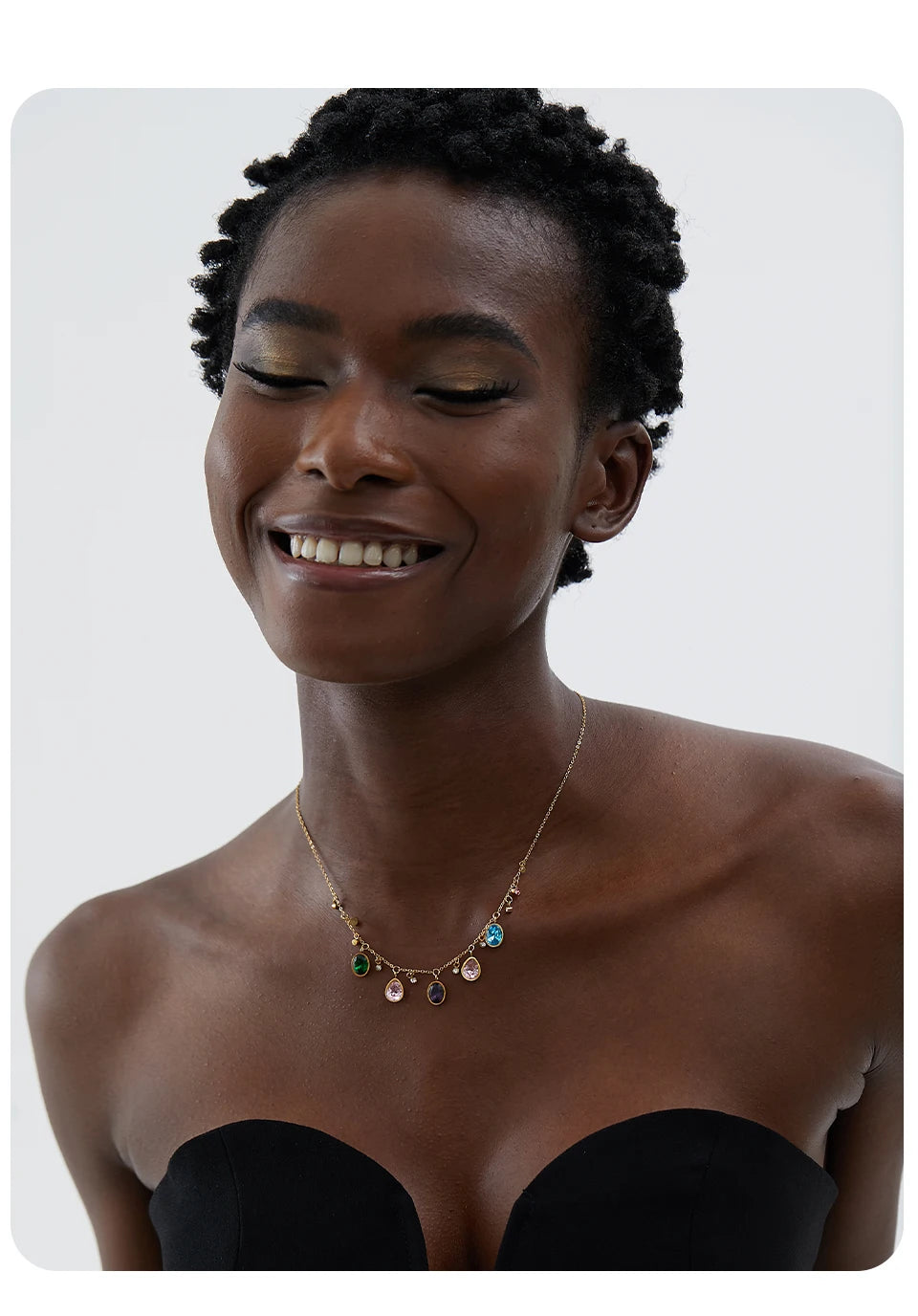 Delicate Elegant Colorful Cubic Zirconia Necklace