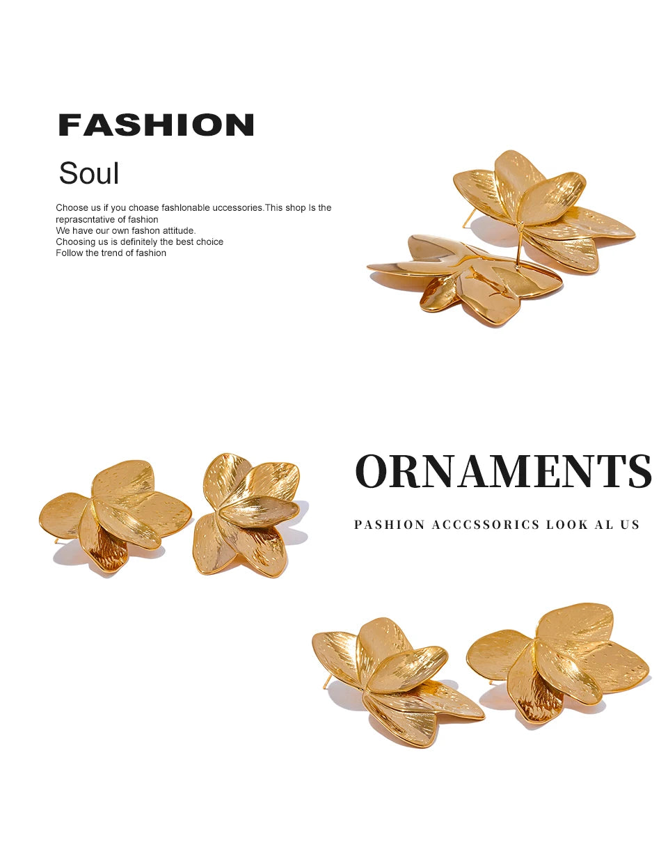 Waterproof 316L Stainless Steel Flower Stud Earrings