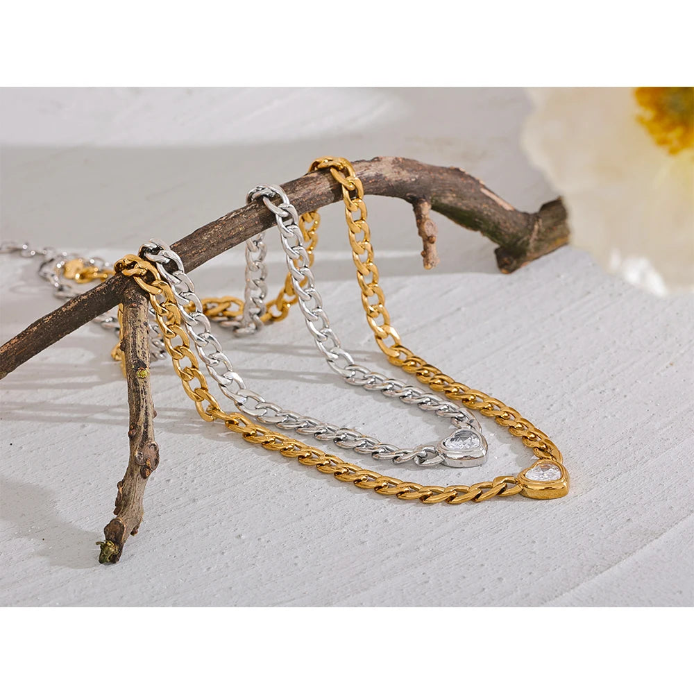 Heart Bling Zirconia Pendant Necklace