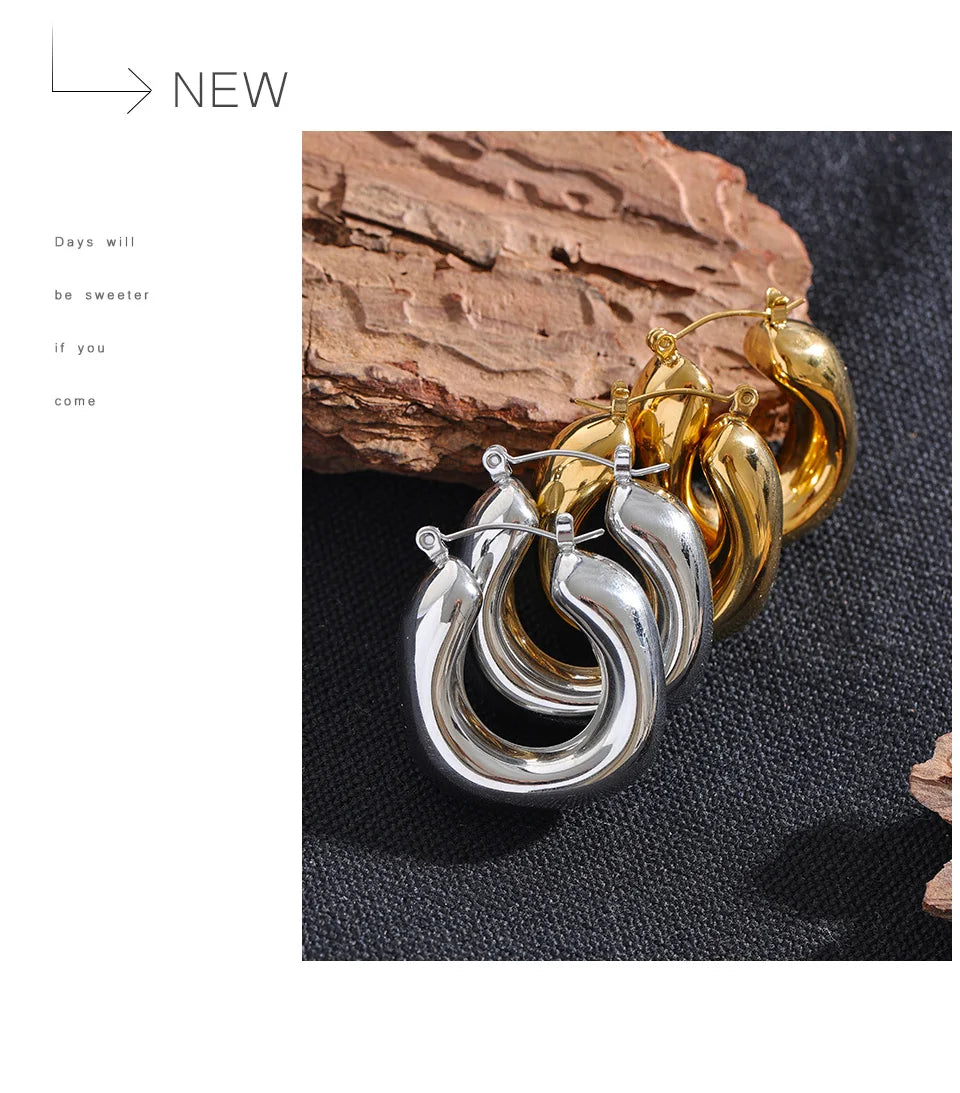 High-Quality Stainless Steel Chunky Hoop Earrings