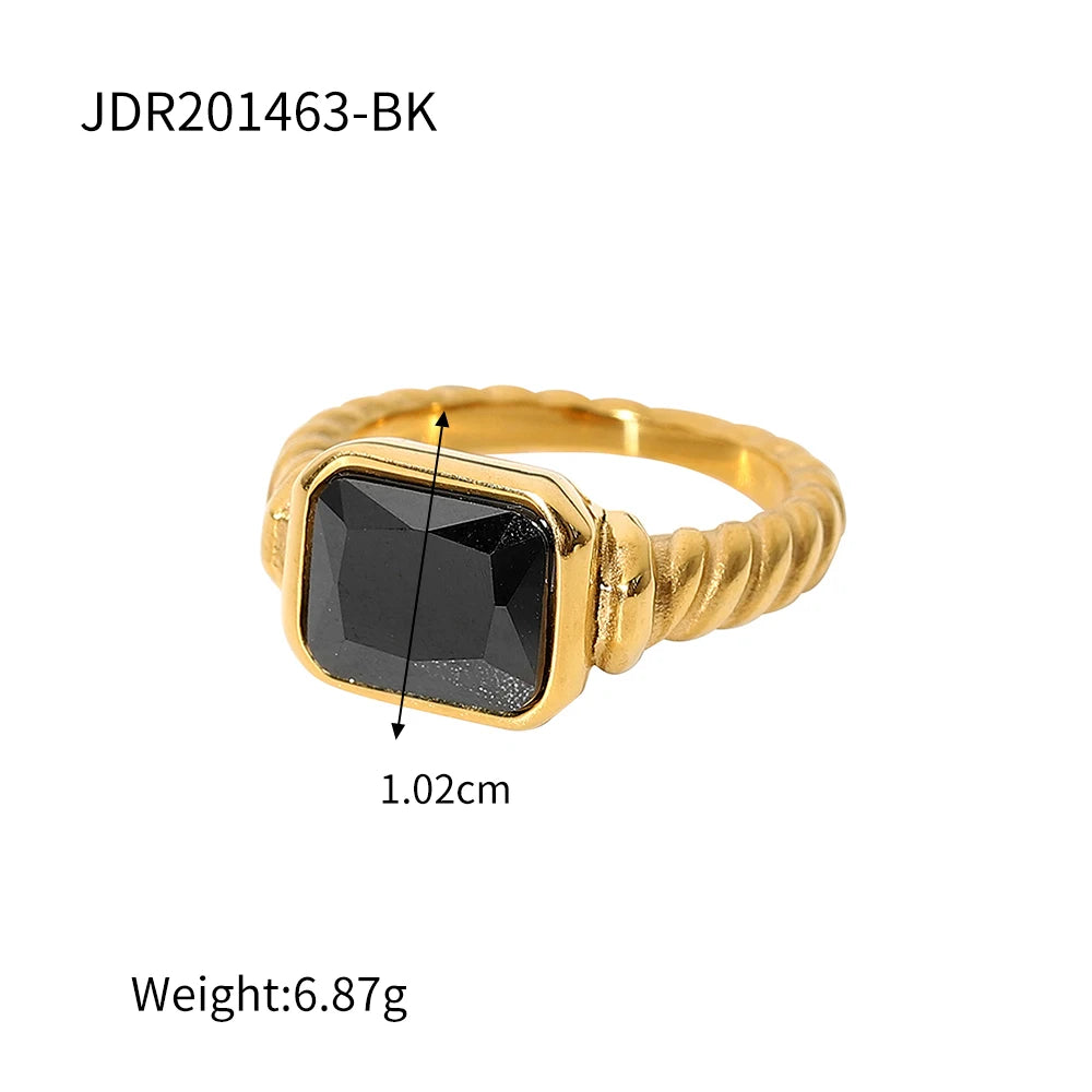 18K Gold Plated Stainless Steel Geometric Fashion Rings