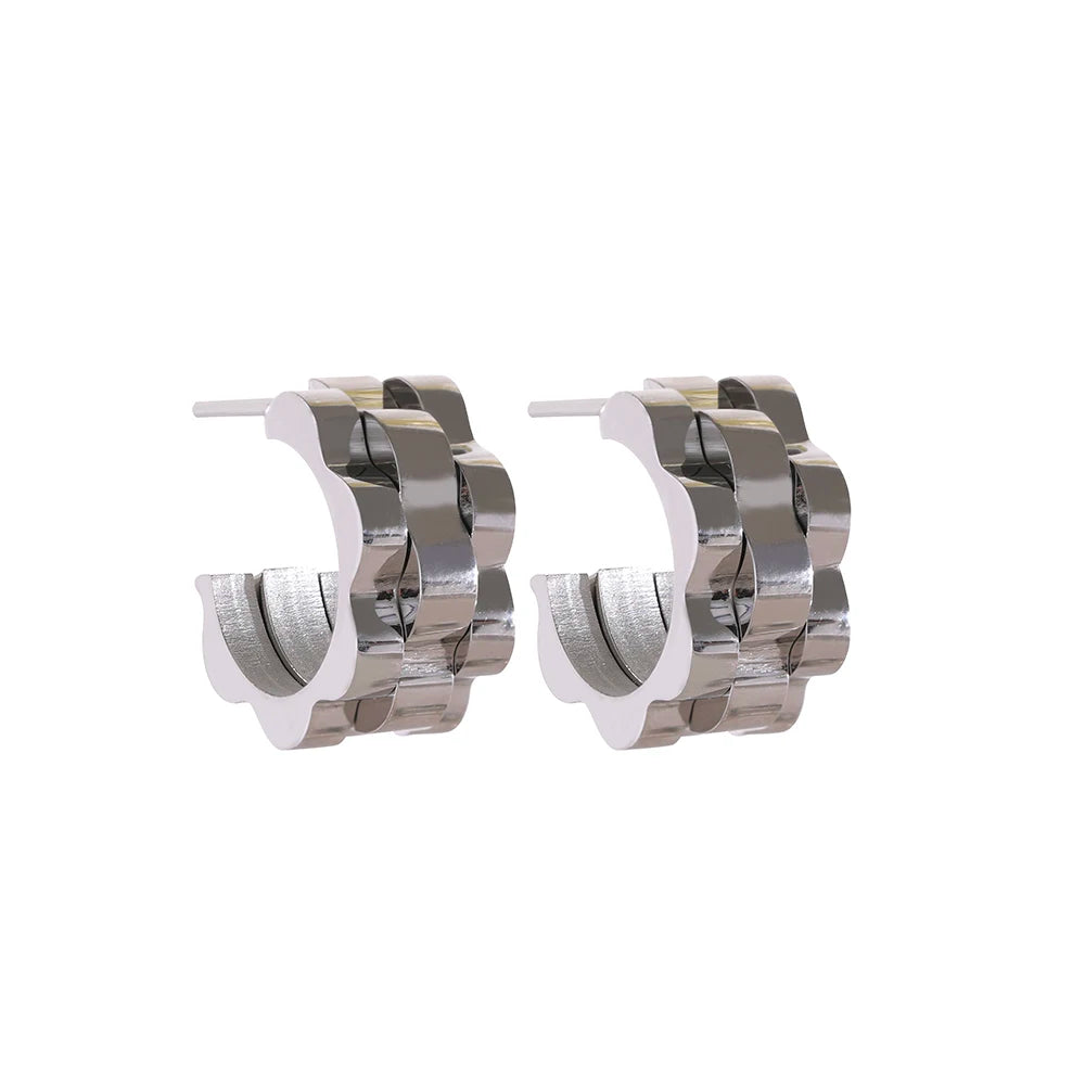 Geometric Texture Hoop Earrings