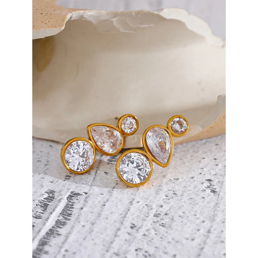 Cubic Zirconia Bling Stud Earrings