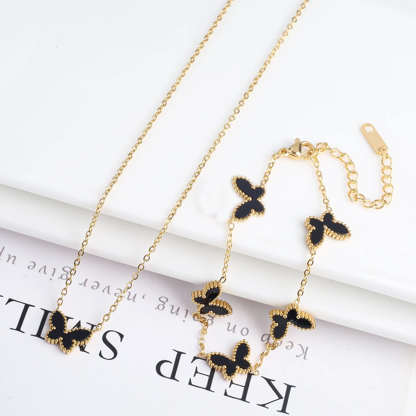 3PCS Stainless Steel Butterfly Jewelry Set