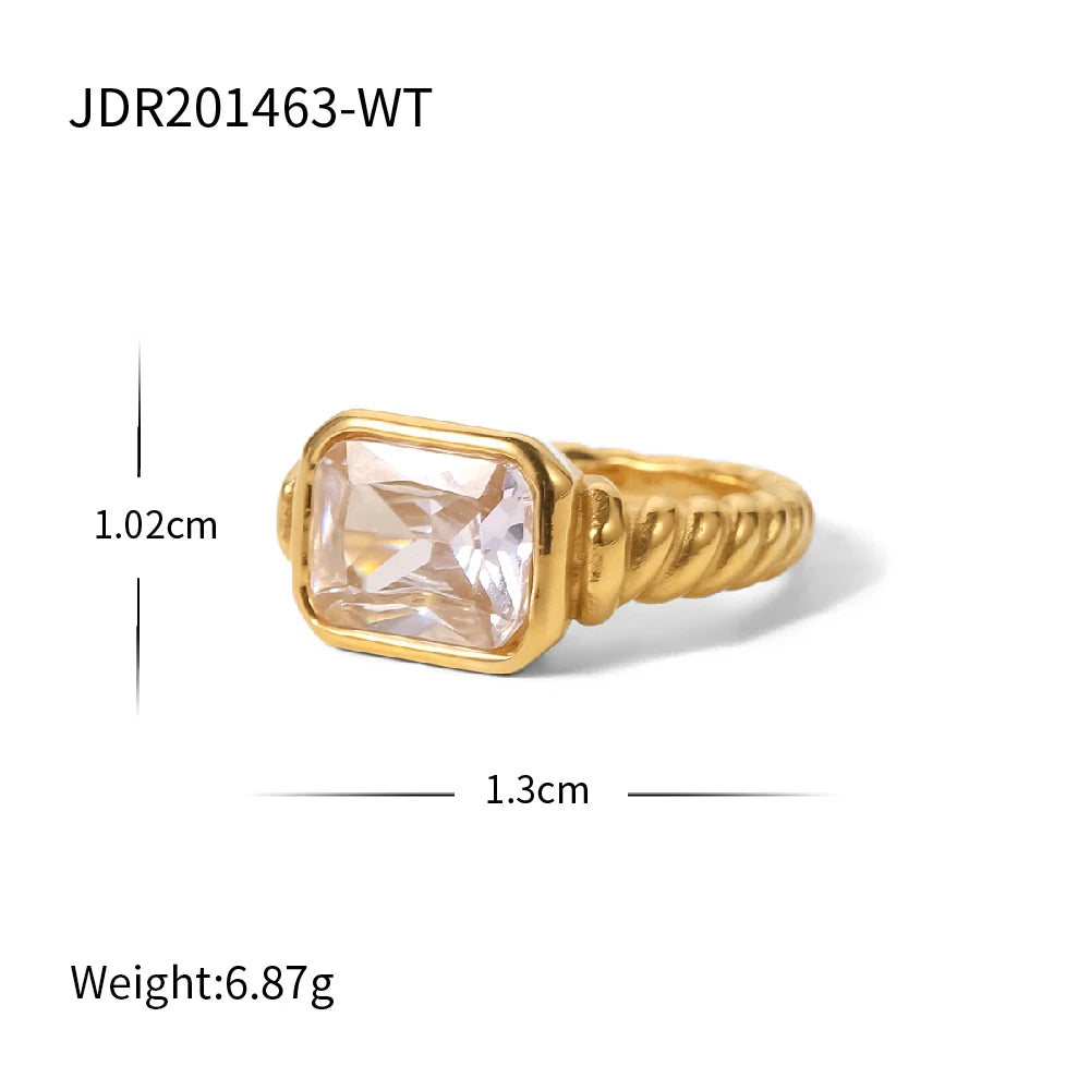 18K Gold Plated Stainless Steel Geometric Fashion Rings