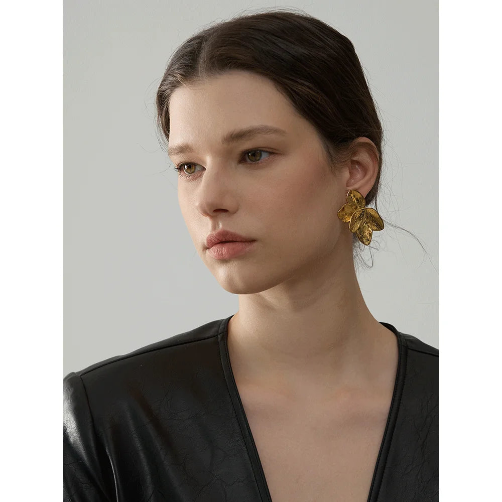 Waterproof 316L Stainless Steel Flower Stud Earrings