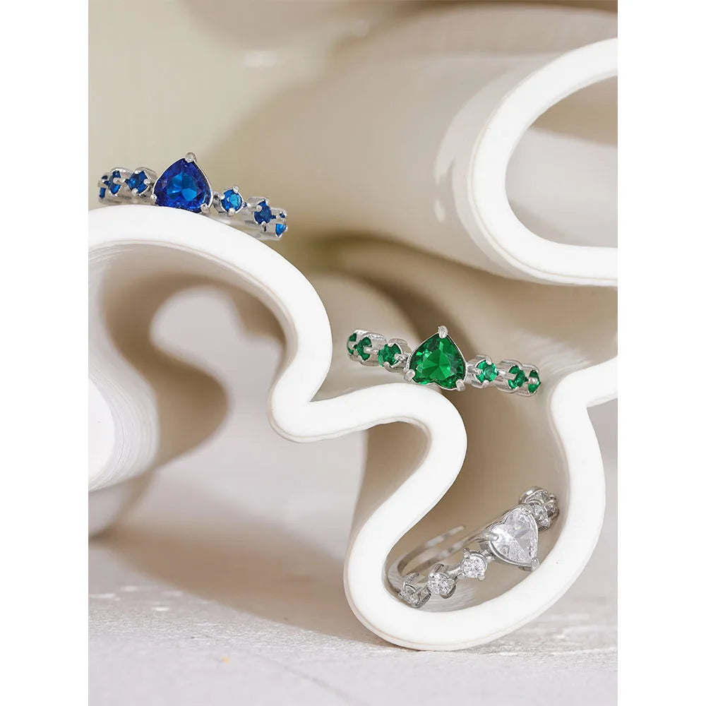 Adjustable CZ Heart Ring