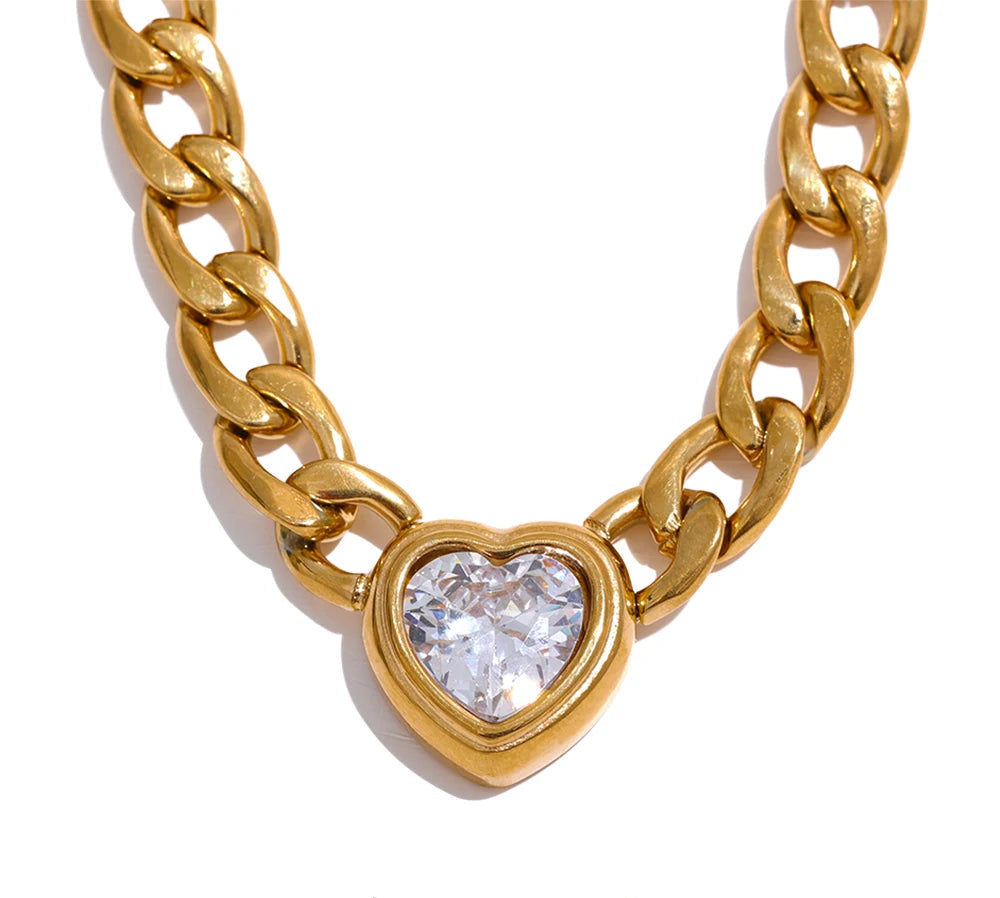 Heart Bling Zirconia Pendant Necklace