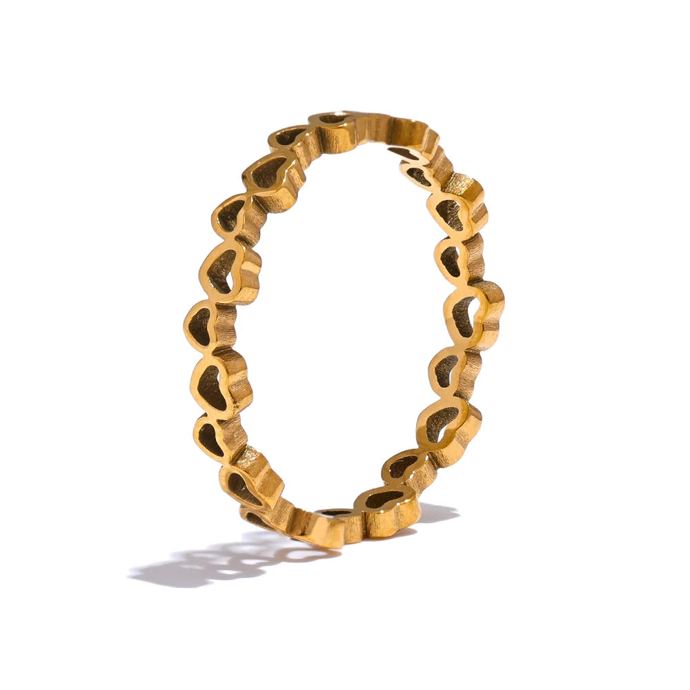 Minimalist Hollow Heart Ring – Gold Stainless Steel