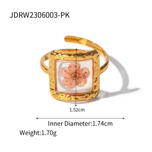 Waterproof Flower Adjustable Opening Rings